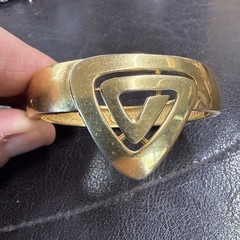 RARE GIVENCHY Triangular LOGO Goldtone Cuff BRACELET Vintage