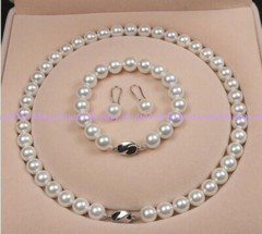 8mm 10mm 12mm White Shell Pearl Round Beads Necklace Bracelet Earrings AAA
