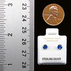 4mm ROUND CZ Sapphire Blue Stud Post Earrings in 925 Sterling Silver – NEW!