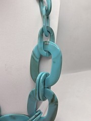 Bocar Resin/ Plastic Chain Link Necklace Chunky Statement Teal/Turquoise