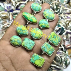 Sale Turquoise Gemstone Rings Lot 925 Sterling Silver Plated Wholesale Jewellery