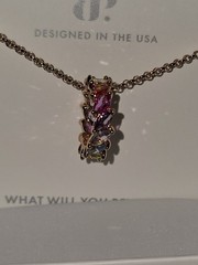 NK75064 Stunning details Gradient of Multi Color Cz on Rose Gold Necklace