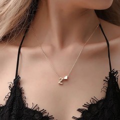 Tiny Heart Initial Necklace Gold/Silver Letter Pendant Choker for Women