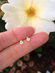 925 Sterling Silver CZ Teardrop Stud Earrings Women Girl Dainty Gold Studs 4.5mm