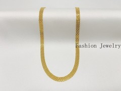 Solid 18K Yellow Gold Vintage Multi Layer Wide Necklace Chain 8mm 22in men/women