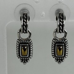 Brighton Earrings Two Tone Rectangle Drop Gold And Silver Tone Petite Retired