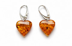 Baltic Amber Earings – Hearts – Natural Lithuanian Amber