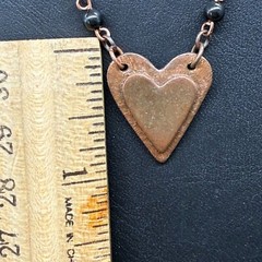 Multicolor Beaded Heart Pendant Chain Necklace Brass Tone Boho Casualchic