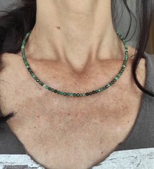 Green Agate Stone Fine Necklace, Adjustable Choker Handmade Steel Tree