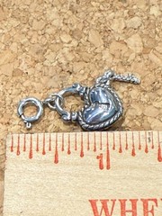 Brighton Padlock & Key Charm Heart Shaped Clip Clasp Vintage Silver Plated