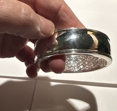 Julie Vos Wide Silver Plate Hinged Cuff Bangle Bracelet