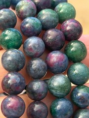 Ruby Emerald Kyanite Bead Bracelet Natural Crystal Gemstone 1pc