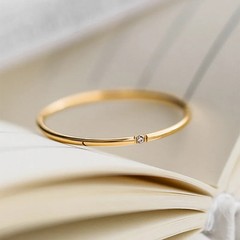Stainless Steel Thin CZ Band Women 1mm Geometric Prong Classic Wedding Jewelry