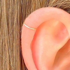 Solid 10K Gold Cartilage Hoop, Tiny Gold Cartilage Earring, Dainty Helix Hoop