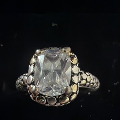 925 Sterling Silver Clear Cushion Cut CZ Prong Solitaire Ring Size 7.75