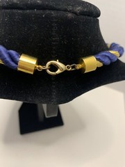 Nautical Navy & Gold Rope Collar Necklace w/ Sailboat & Anchor