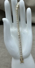 Vintage 14k Yellow Gold 4.60 CT Cubic Zirconia 7” Tennis Bracelet 9 g