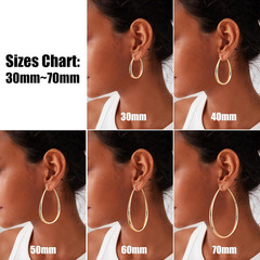 Chunky Hoop Earrings for Women, 14K Gold Plated Oval Hoop Earrings with 925 Ster
