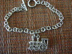 Silver Toggle Bracelet with Train Charm (approximately 7 1/2 inches long)