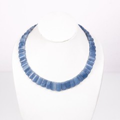 Blue Opal Fancy Shape Layout Necklace, 14X9MM To 20X12MM, Faceted Gemstone
