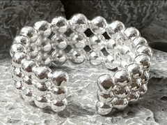 3 Tier Bubble Ball Ring Open Size No Silver Stamp? Selling As Costume Jewellery!