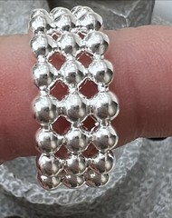 3 Tier Bubble Ball Ring Open Size No Silver Stamp? Selling As Costume Jewellery!