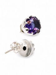 Handmade Amethyst Stud Earrings 925 Sterling Silver Gemstone Jewelry