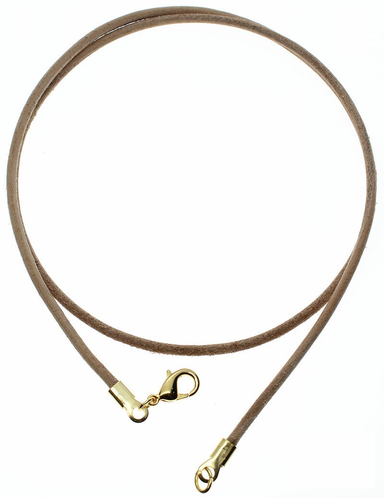 Natural Undyed Leather Cord Necklace Silver/Gold Clasp 16″ to 30″ In Length