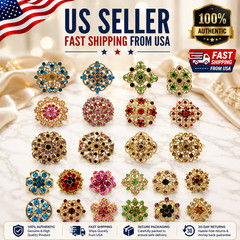 24pc Vintage Brooch Lot Mixed Alloy Rhinestone Crystal Pins Wedding Bouquet DIY