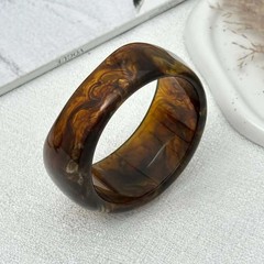 Resin Acrylic Geometric Bangle Women Green Brown Tone Round Layered Jewelry