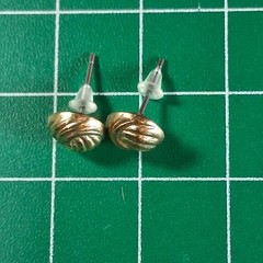 Gold Tone Yarn Thread Ball Design Stud Earrings