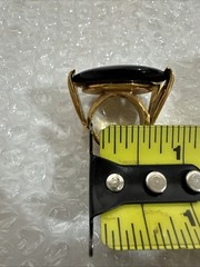Saint Laurent – Paris Black Resin Disc Gold Tone Ring