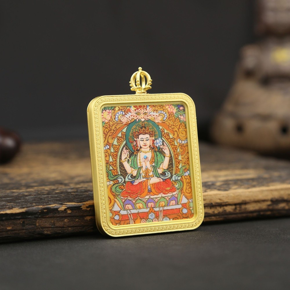 Three-dimensional double-sided Five Gods Eight Guardian Deity Thangka pendant
