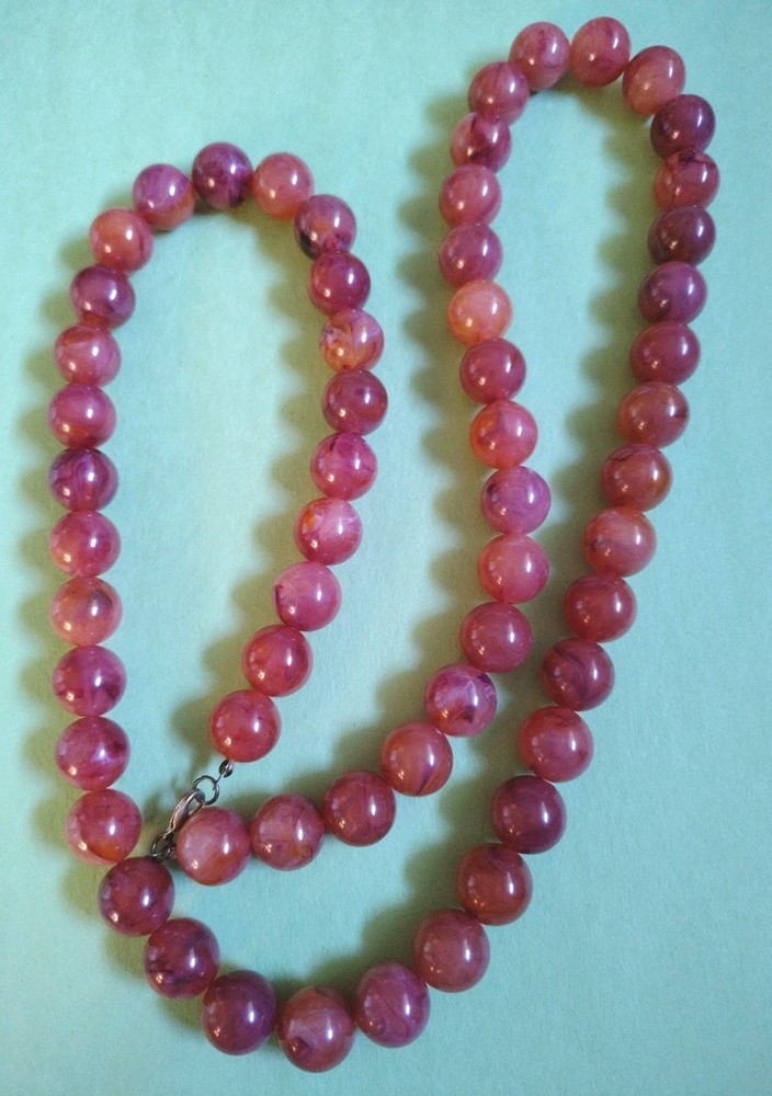 Chunky AMBER Colored Lucite Beaded Long Necklace