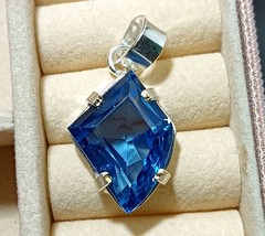 31.65 Ct Certified Natural Fancy Blue Sapphire Gemstone Pendant 925 Sterling Gem