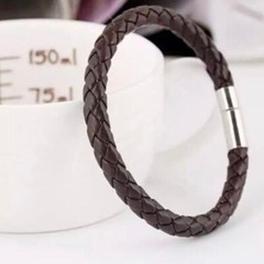 Classic Simple Braided Leather Bracelet Bangle In Black or Brown