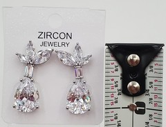 Zircon Jewelry Earrings 1in Silver Tone Brilliant Teardrop Marquise CZ Formal