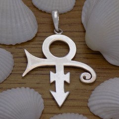 Solid 925 Sterling Silver Prince Symbol Rogers Nelson Music Necklace & Chain