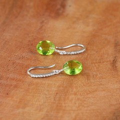 925 Silver Peridot Earrings, Elegant Drop Earrings, Everyday Jewelry for Women