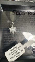 GRA Sterling Silver Moissanite Flower /Star Pendant 1.0ctw VVS1 Round Brilliant