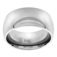 10 mm Stainless Steel High Polish Comfort Fit Domed Wedding Band Ring