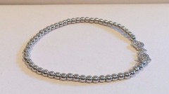 925 STERLING SILVER LOVE BEADED ELASTIC BRACELET W/ .75 CT LAB DIAMOND/ 8”