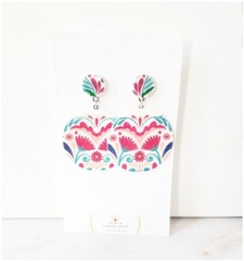Mexican Floral Multicolor Clay Statement Earrings