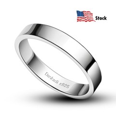 925 Sterling Silver High Polish Plain Ring Comfort Fit Wedding Band Women Men
