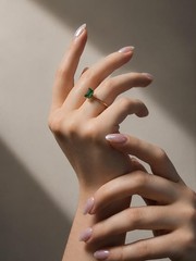 Lab Created Emerald Ring 925 Sterling silver Engagement Ring For Women