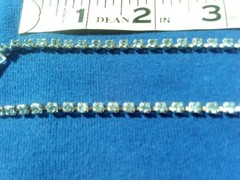 Light Blue Rhinestone Collar Style Necklace, 110 Stones, 14″L, Silver Tone