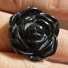 Black Rose Flower Cocktail Statement Ring Plastic No Stone Size 7