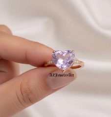 Heart Cut Lavender Sapphire Ring 925 Sterling Silver Women’s Engagement Ring.