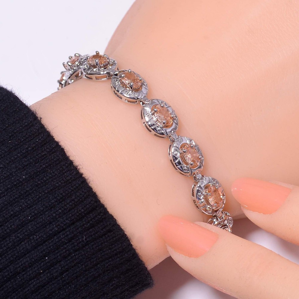 Morganite Gemstone 925 Sterling Silver Tennis Bracelet 7.99″ B77, Gift for her