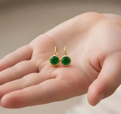 2.20 Ct Round Cut Simulated Emerald Women’s Hoop Earring 14k Yellow Gold Plated